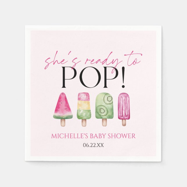 Sie ist bereit zum Pop! Popsicle Baby Dusche Serviette (Vorderseite)