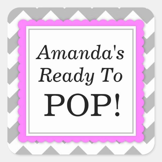 Sie ist bereit zum Pop Square Aufkleber - Zickzack (Vorderseite)