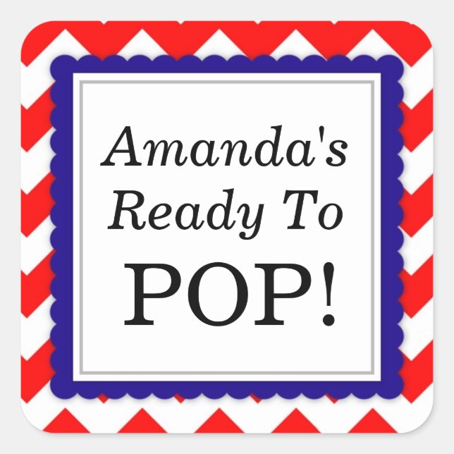 Sie ist bereit zum Pop Square Aufkleber - Zickzack (Vorderseite)