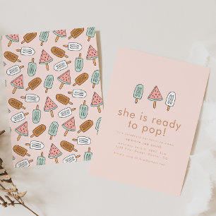 Sie ist bereit zum Pop Summer Popsicle Baby Dusche Einladung