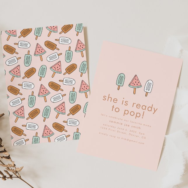 Sie ist bereit zum Pop Summer Popsicle Baby Dusche Einladung (Von Creator hochgeladen)