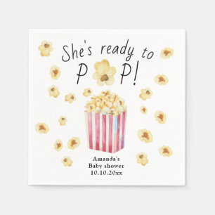 Sie ist bereit zum Pop Watercolor Popcorn Babydusc Serviette
