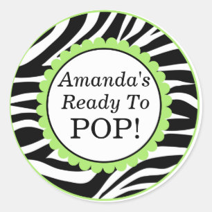 Sie ist bereit zum Pop, Zebra Print Baby Shower Runder Aufkleber