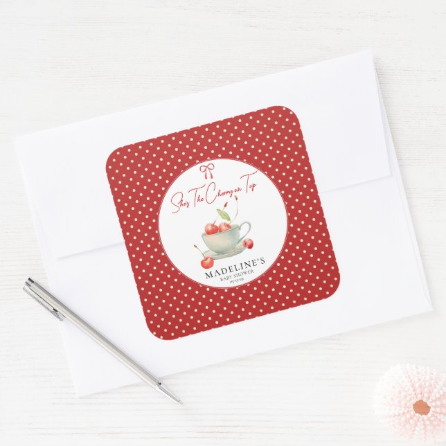 Sie ist die Cherry auf dem Top Baby Shower Sticker (Umschlag)