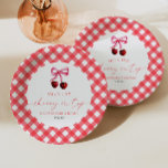 Sie ist die Cherry auf der Top Bow Cherry Baby Dus Pappteller<br><div class="desc">Das ist eine She's The Cherry On Top Bow Cherry Baby Shower Paper Teller!</div>