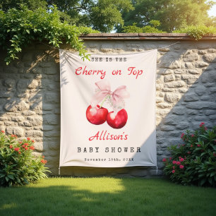 Sie ist die Cherry auf der Top Pink Bow Baby Dusch Wandteppich
