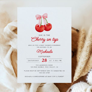 Sie ist die Cherry auf der Top-Wasserfarben-Babydu Einladung