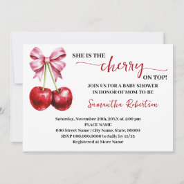 Sie ist die Cherry auf Top Pink Coquette Baby Dusc Einladung