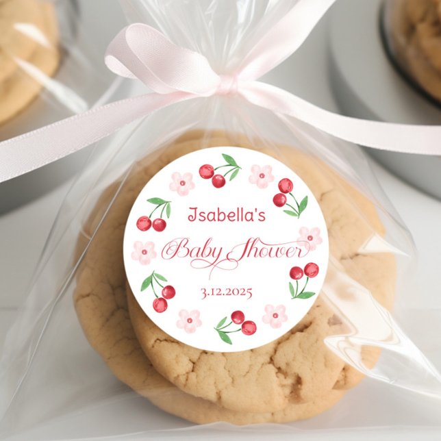 Sie ist die Cherry-on-Top-Baby-Dusche Runder Aufkleber (Von Creator hochgeladen)