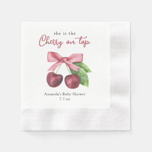 Sie ist die Kirsche auf der Babydusche Serviette