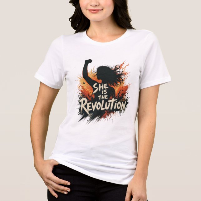 Sie ist die Revolution - Frauengeschichte Monat Tri-Blend Shirt (Vorderseite)