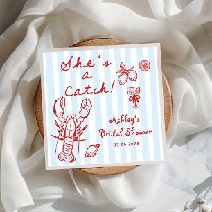 Sie ist ein Catch Coastal Lobster Brautparty Napki Serviette