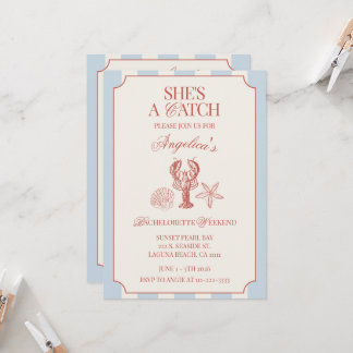 Sie ist ein Fang Bachelorette-Wochenend-Itinerary Einladung