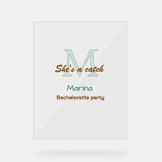 Sie ist ein Fang blau monogramm Junggesellinnenabs Acrylschild
