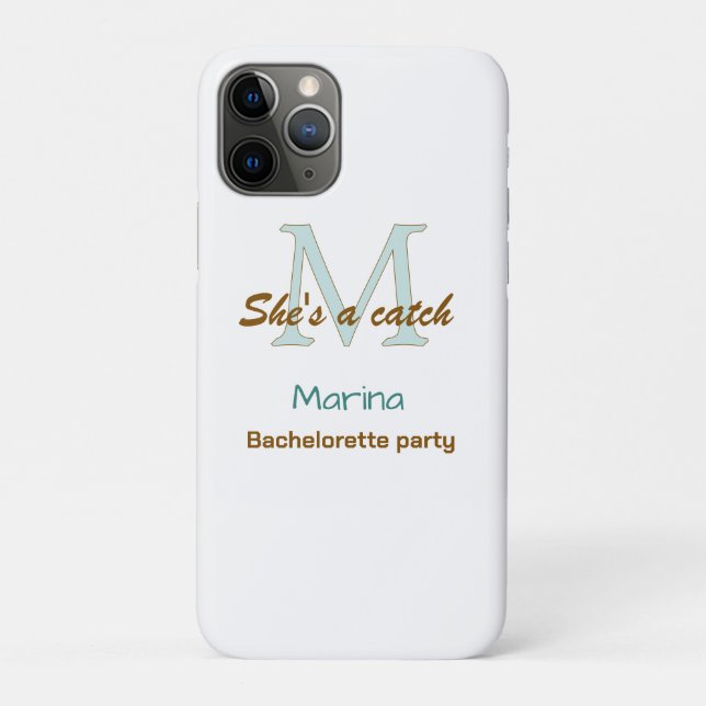 Sie ist ein Fang blau monogramm Junggesellinnenabs Case-Mate iPhone Hülle (Rückseite)