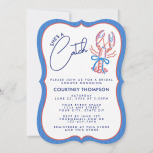 Sie ist ein Fang Coastal Lobster Brautdusche Einladung