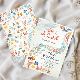 Sie ist ein Fang: Coastal Lobster Brautparty  Einladung