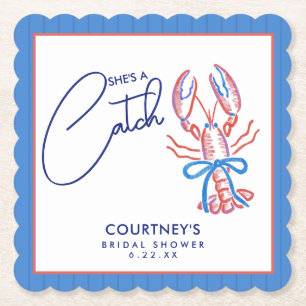 Sie ist ein Fang: Coastal Lobster-Junggesellinnena Untersetzer