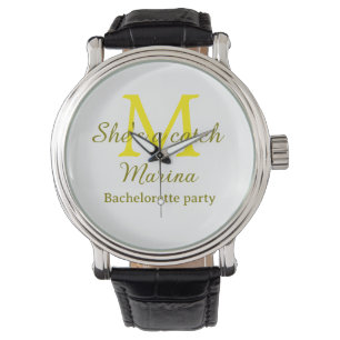 Sie ist ein Fang gelbe Monogramm Junggesellinnenab Armbanduhr