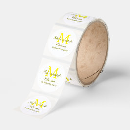 Sie ist ein Fang gelbe Monogramm Junggesellinnenab Runder Aufkleber