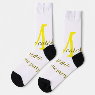 Sie ist ein Fang gelbe Monogramm Junggesellinnenab Socken