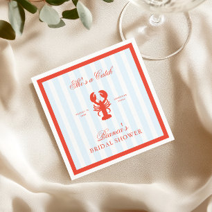 Sie ist ein Fang Hummer Rot und Blau Brautparty Serviette