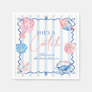 Sie ist ein Fang Preppy Coastal Brautparty Serviette