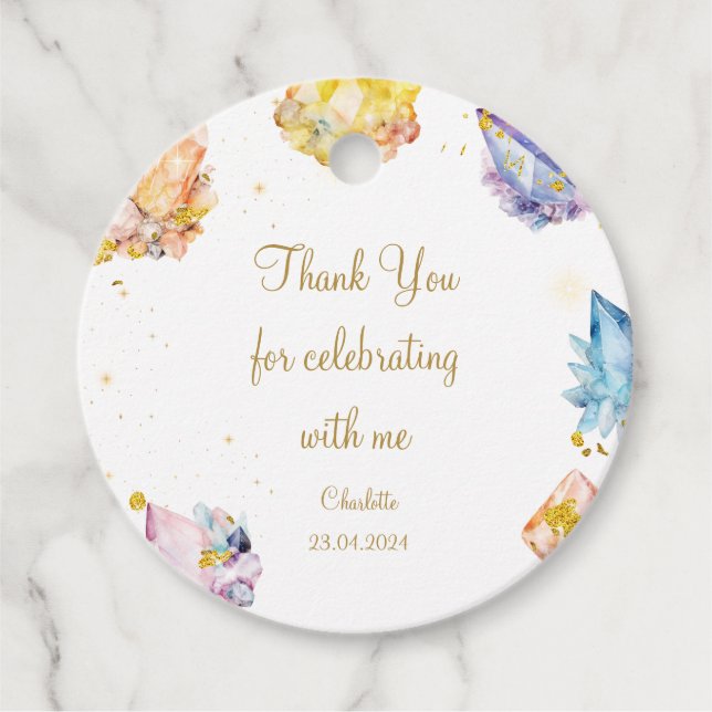 Sie ist ein Gem Birthday Crystals Girl's Aquarell Geschenkanhänger (Vorderseite)