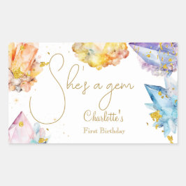 Sie ist ein Gem Birthday Crystals Girl's Aquarell Rechteckiger Aufkleber