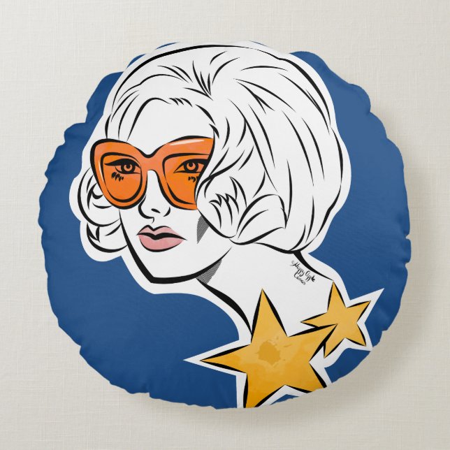 Sie ist ein Star Retro Style Rundes Kissen (Vorderseite)