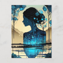 Sie ist eine abstrakte Frau aus Wald. Sie ist