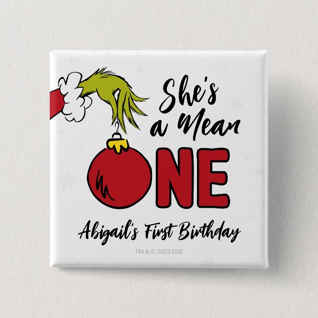 Sie ist eine Böse | Grinch Geburtstag Button (Vorderseite)