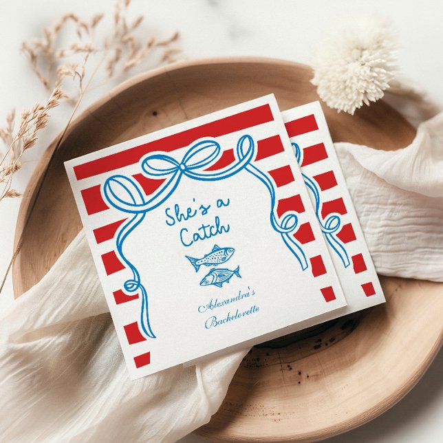 Sie ist eine Catch-Bachelorette-Feier Serviette (Von Creator hochgeladen)