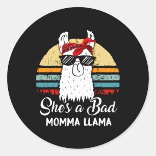 Sie ist eine D-Mama Lama Lustige Retro Vintage Mam Runder Aufkleber