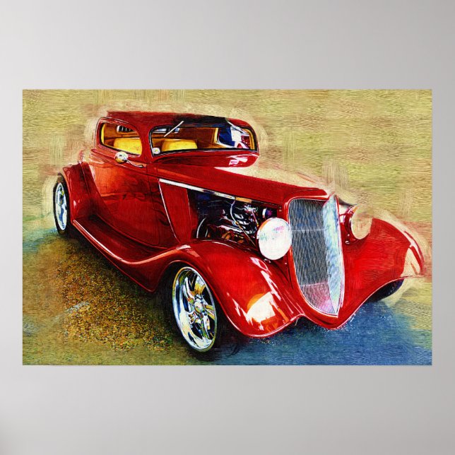 Sie ist eine Klassikerin! Schönes Rotes Auto Poster (Vorne)