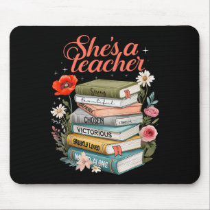 Sie Ist Eine Lehrerin Bücher Florales Lehrerleben Mousepad