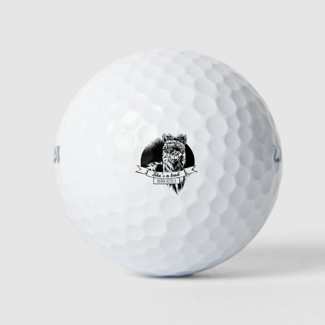 Sie ist eine schlechte Alpaka-Mutter Golfball (Vorderseite)
