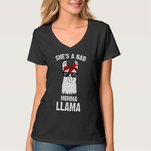 Sie ist eine schlechte Momma Llama-Mutter T-Shirt (Vorderseite)