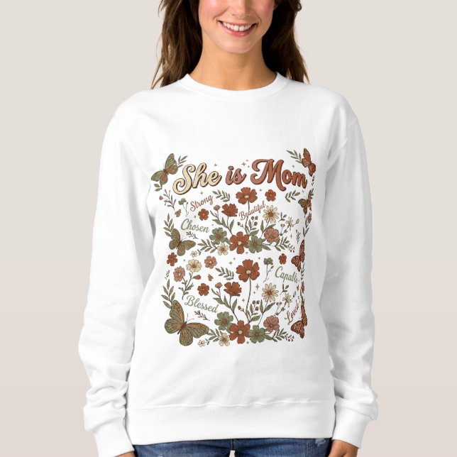 Sie ist eine starke, auserwählte, fähige Mutter Sweatshirt (Vorderseite)
