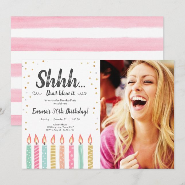 Sie ist eine überraschende Gold Confetti Geburtsta Einladung (Vorne/Hinten)