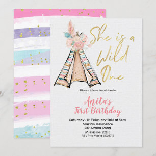 Sie ist eine Wild One Birthday Einladung Boho Teep