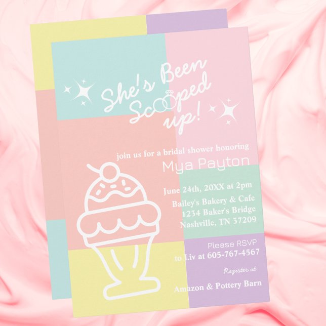 Sie ist erschossen! Brautparty Retro Einladung (She's Been Scooped Up! Bridal Shower Retro Invitation)