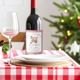 Sie ist frisch vom Brautparty der Weihnachtsfeier Weinetikett