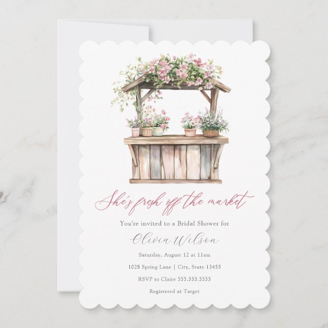 Sie ist frisch vom Brautparty des Marktes Einladung (Vorderseite)