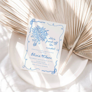 Sie ist frisch vom Markt Brautparty - Blumen Einladung