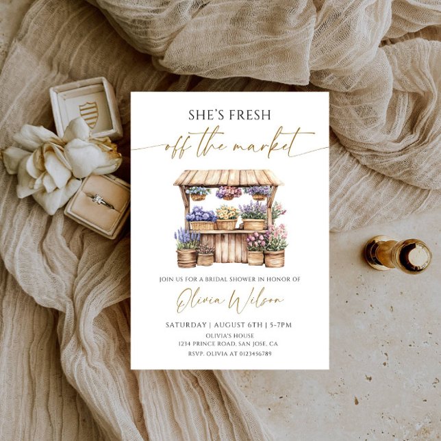 Sie ist frisch vom Markt Brautparty Party Einladung (Von Creator hochgeladen)