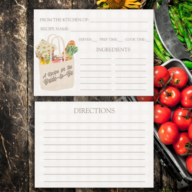 Sie ist frisch vom Markt Brautparty Rezept Begleitkarte (Von Creator hochgeladen)
