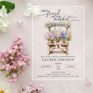 Sie ist frisch vom Markt Floral-Brautjungfernparty Acryleinladungen