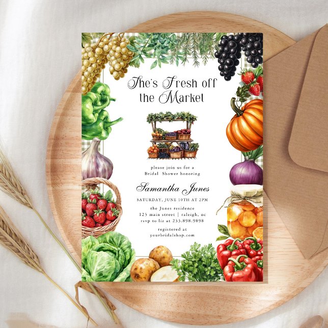 Sie ist frisch vom Markt Karo-Junggesellinnen-Absc Einladung (Von Creator hochgeladen)