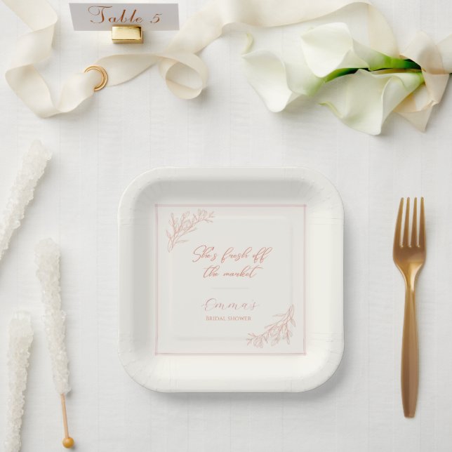 Sie ist frisch vom Markt Rosé Pink  Pappteller (Hochzeit)